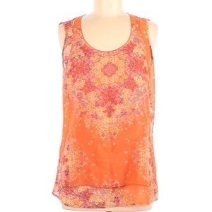 CAbi Orange Floral Camisole Sheer Sleeveless Tank